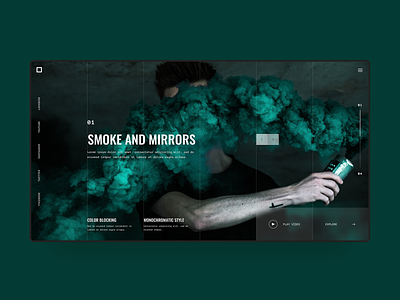 Photography Web Design Concept blogger clean design digital green homepage landing page minimal mirros modern simple smoke ui ux web web design website
