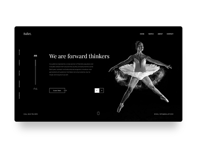 Ballet Web Design Concept ballet banner black blogger classy clean dance dark digital homepage landing page minimal modern serif simple ui ux web web design website