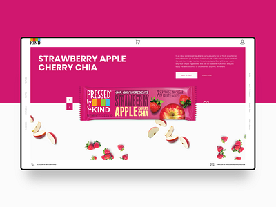 Kind Snacks Web Design Concept agency apple blogger clean colorful digital fruits hero banner homepage landing page minimal modern pink simple snacks strawberry ui ux web web design
