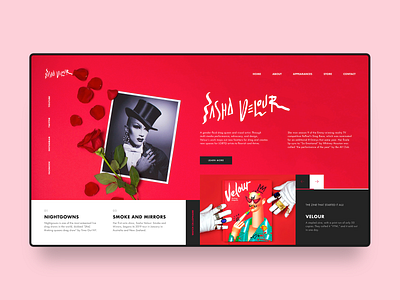 Sasha Velour Web Design Concept agency clean design digital drag drag queen homepage landing page minimal modern rose rpdr rupaul sasha velour simple ui ux web web design website