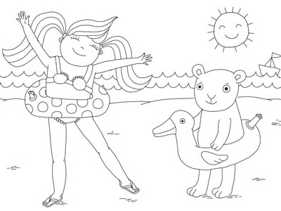 Summer coloring book e book illustration