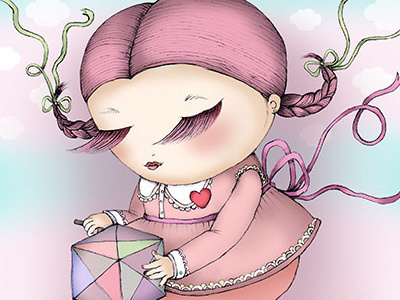 Girl In Pink illustration music box
