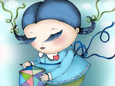 Girl In Blue illustration music box