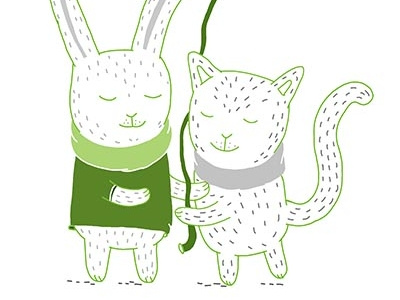 Postcard "Two friends" by Ieva Juknyte on Dribbble