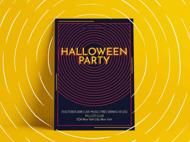 Circle Art Deco Halloween Party Flyer animation art deco bandung club flyer flyer template halloween halloween flyer halloween night halloween poster halloween template indonesia minimalist new york night club october simple stop motion template vector