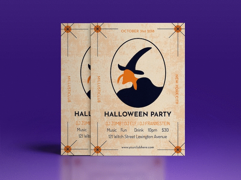 Tarot Witch Halloween Party Flyer allhalloween animation debuts ghost gifs halloween halloween design halloween flyer halloween icons horror illustration netflix october octoberfest poster scary template vector witch witches