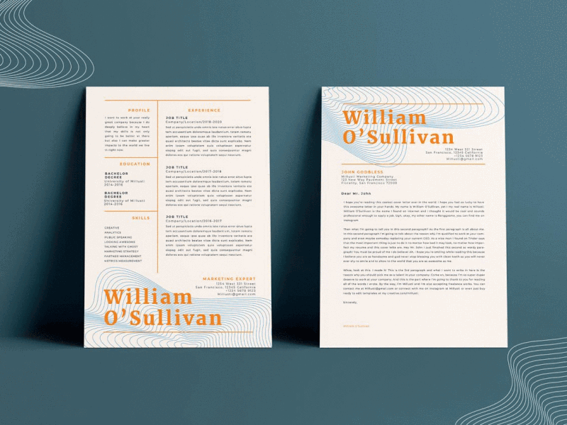 Elegant Line Art Resume Cover Letter animation art curriculum vitae cv debuts drawing editorial design flyer geometric gif gifs illustration layout portfolio portfolio design poster resume resume design typography vector