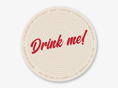 Alice in Wonderland "Drink me!" coaster quotes sticker mule