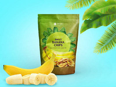 Banana Chips Packaging branding design graphic labels packaging pouch standup wrapper