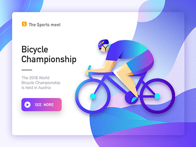 Bicycle championship banner bicycle cords design gif illustration landing page purple，people ui web