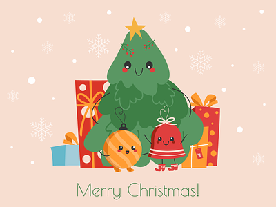 Christmas Card bell card christmas christmas card christmas toy christmas tree design gift illustration illustrator new year snowflakes vector