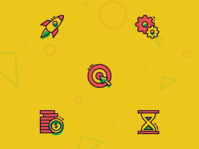 Icons animation design gears icon money rocket time vector