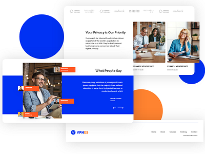 VPNES - Landing page sections