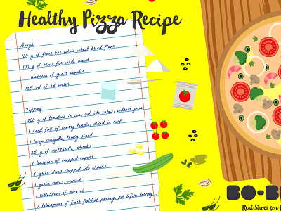 Recipe Pizza Bo Bell color icon illustration illustrator kids recipe vector