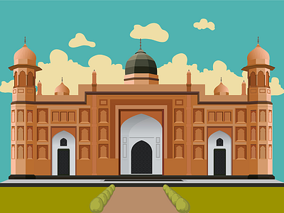 Lalbagh Fort architecture bangladesh building dhaka flat fort illustration lalbagh mahal mughal vector