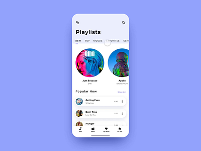 Music App animation app design interaction interface mobile music player playlist purple song ui ux uxui violet xd