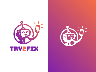 Try2Fix logo ai app fix icon logo mobile repair robot