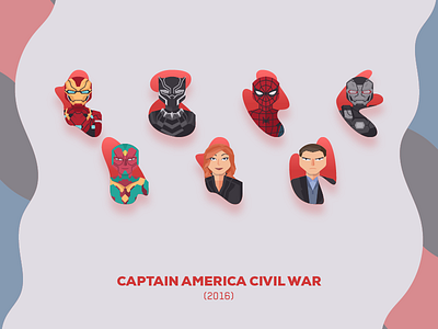 Captain America Civil War avengers black panther black widow civil war ironman spiderman sticker superhero vision war machine zemo