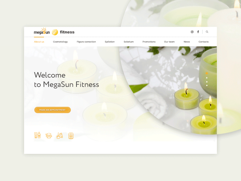 MegaSun Fitness Beauty Saloon animation beauty design gif interaction motion saloon ui ux