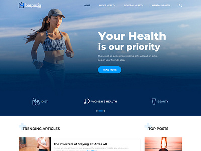 Bespedia Spotlight blog categories clean ui design gradient health healthcare hero banner homepage icons logo navigation online shopping typogaphy ui web