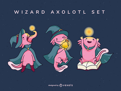 Wizard Axolotl for VEXELS.COM art axolotl design draw illustration wizard
