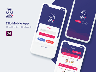 Zillo Mobile App android android app competition competitor design football games gamification graphic design history home page ios login login page mobile app registration ui ux web design zillo