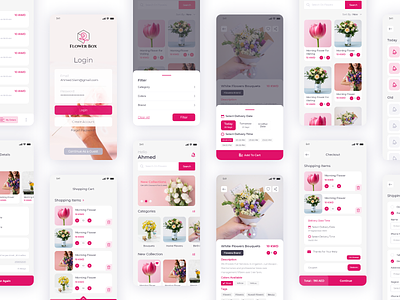 FlowerBox Flowers Online Shop android app buying cart ecommerce ecommerce app flower flower shop flowers ios mobile app payment shop ui ux