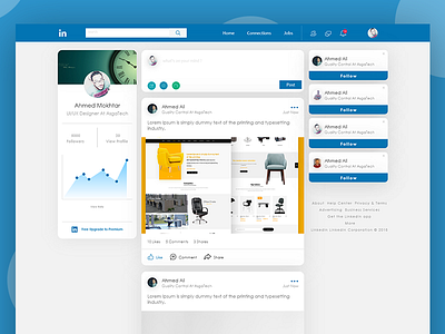 LinkedIn Redesign home page linkedin posts profile ui ux web design