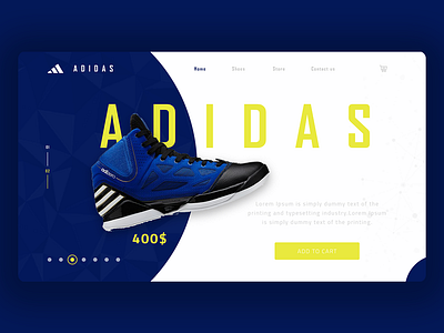 Adidas Store cart design graphic design home page landing page ui ux web design website