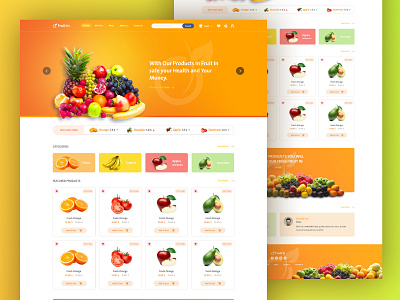 Fruits In Website Home Page buying design food fruits graphic design home page home screen landing page online shop orange products selling shop stock store ui ux vegetable web design website