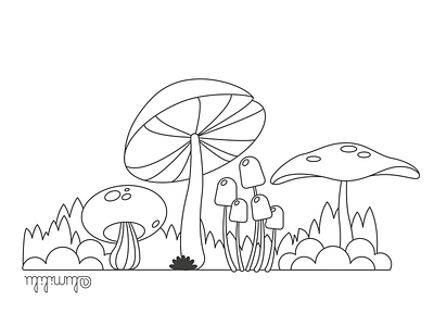 fungus black and white design forest fungus graphic design illustration nature vector vectorial