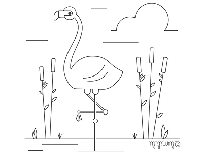 flamingo animal black and white design graphic design illustration nature vector