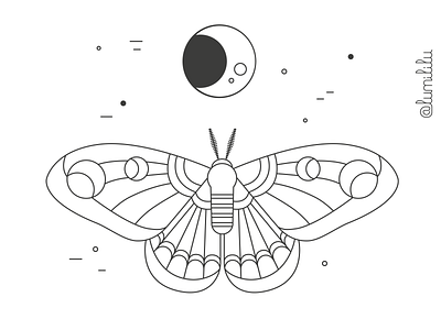 moth animal black and white design digital art graphic design illustration lines moon moth nature sorcery vector