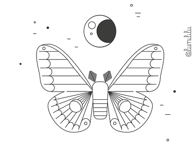 night animal black and white butterfly design fly graphic design illustration linear moon moth nature night sorcery vector