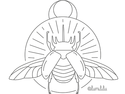 gold animal beetle black and white design digitalart egypt escarabeo godsun graphic design illustration lines nature vector