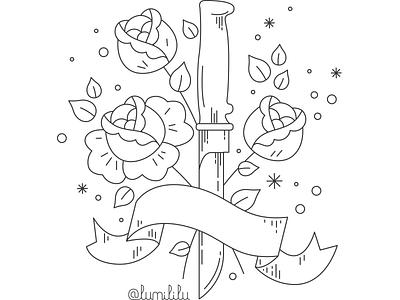 life and death art black and white dagger design digitalart graphic design illustration lifeanddeath oldschool roses tattooart tattoodesign vector