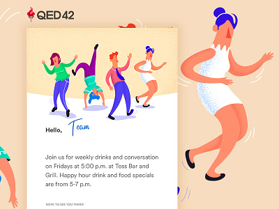 Newsletter: Happy Hour dance design happy hour illustration music office party