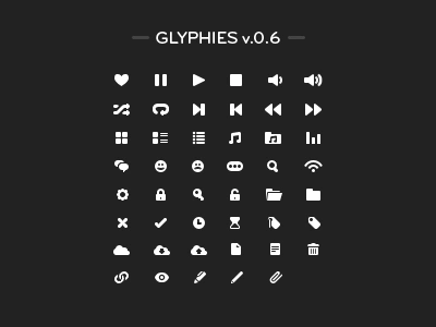 Glyphies - v.0.6 black icons mini white