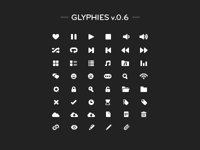 Glyphies - v.0.6 black icons mini white
