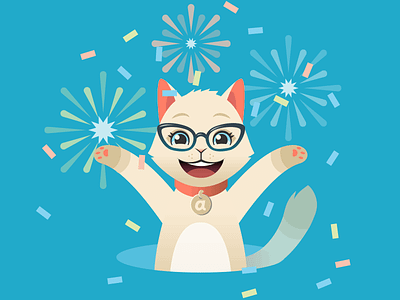 Jiggles Celebrates cat confetii happy illustration illustrator party
