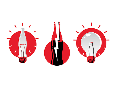 Internal Coke Logos bottle coca cola idea light light bulb lightning bolt logo red vector