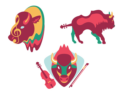 Buffalo Commons Chamber Music Society Logos buffalo illustrator logo music violin