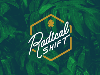 Radical Shift Logo Concept gold hand lettering jungle logo monstera plants redesign typography