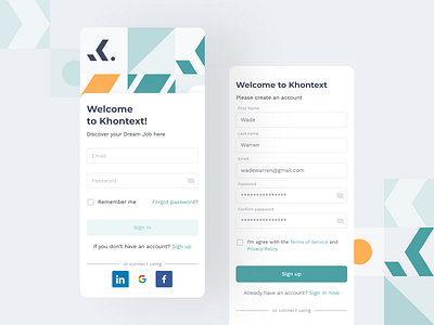 Sign in / Sign up 🔑 app design figma geometric pattern green hire illustration interface job hunters job search logo mentalstack mobile pattern registration sign in sign up social media translator ui