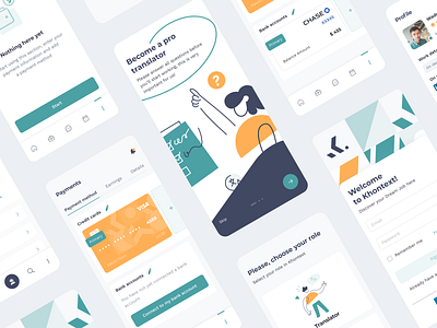 Job search mobile app app calendar design figma green orange hire icon illustration interface job search service mentalstack onboarding pattern product design profile scheduling sign in translator ui zero image