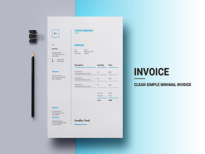 Minimal Invoice a4 bill clean corporate imran indesign invoice minimal profetional stocks word