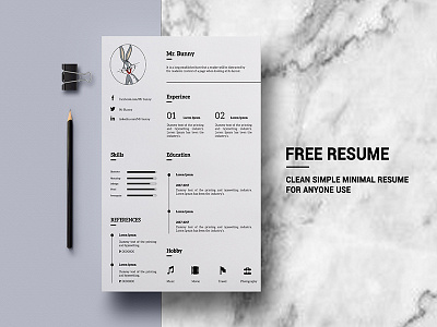 Free Resume 1 page a4 resume cv free free cv free resume minimal resume. resume design psd resume