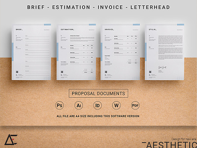 Proposal Document Templates vol-02 brief corporate design design estimation illustrator cc indesign cc invoice letterhead design minimal pack pro proposal proposal template