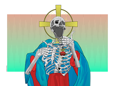 Skull Jesus - TheMushroomDesign catholic colorful death design flat illustration illustration illustrator jesus religion sacred heart skull themushroomdesign vector vectorart