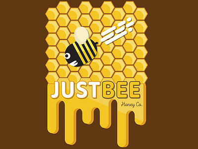 JustBee Honey Label bee brown design honey illustration product design yellow